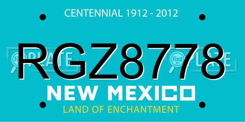 RGZ8778 New Mexico License Plate