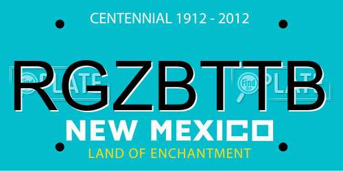 RGZBTTB New Mexico License Plate