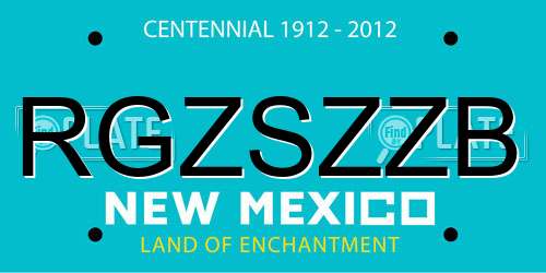 RGZSZZB New Mexico License Plate