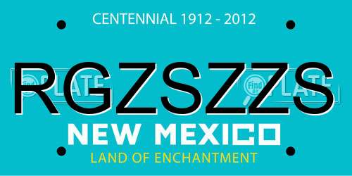 RGZSZZS New Mexico License Plate