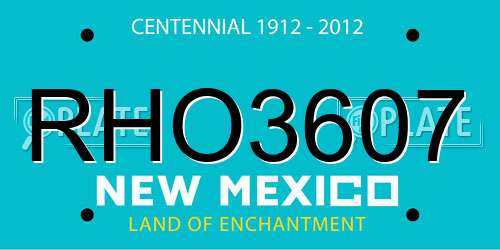RHO3607 New Mexico License Plate