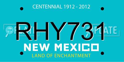 RHY731 New Mexico License Plate