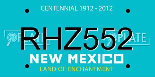 RHZ552 New Mexico License Plate