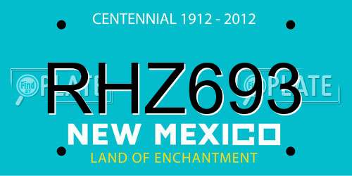 RHZ693 New Mexico License Plate