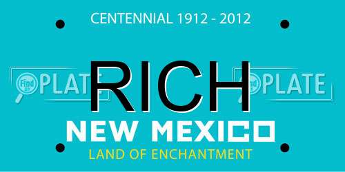 RICH New Mexico License Plate