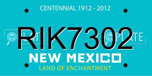 RIK7302 New Mexico License Plate