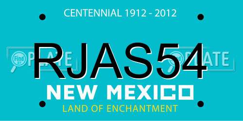 RJAS54 New Mexico License Plate