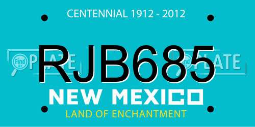 RJB685 New Mexico License Plate
