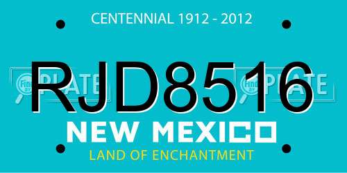 RJD8516 New Mexico License Plate