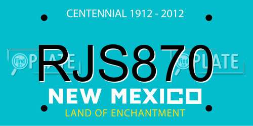RJS870 New Mexico License Plate