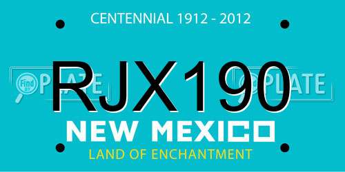 RJX190 New Mexico License Plate