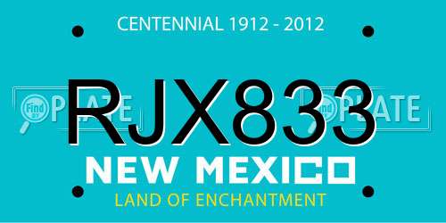 RJX833 New Mexico License Plate