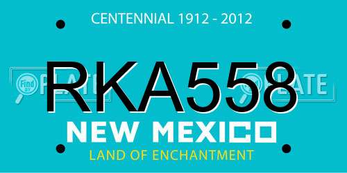 RKA558 New Mexico License Plate