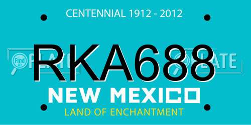 RKA688 New Mexico License Plate
