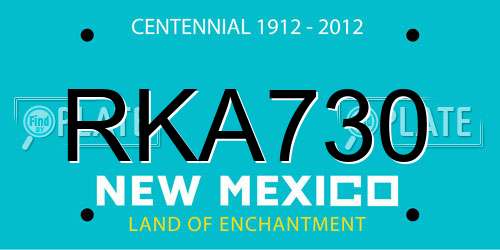RKA730 New Mexico License Plate