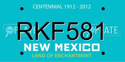 RKF581 New Mexico License Plate