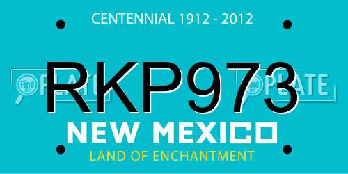 RKP973 New Mexico License Plate