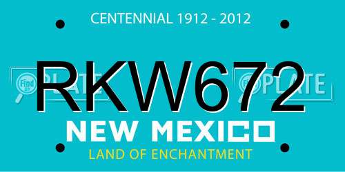 RKW672 New Mexico License Plate