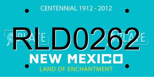 RLD0262 New Mexico License Plate