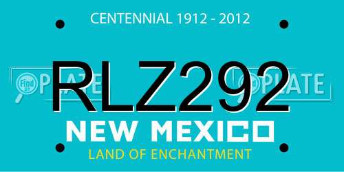 RLZ292 New Mexico License Plate