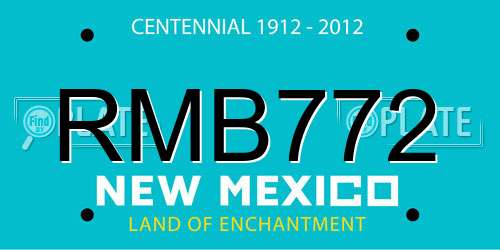 RMB772 New Mexico License Plate