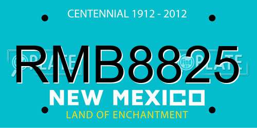 RMB8825 New Mexico License Plate