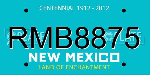 RMB8875 New Mexico License Plate