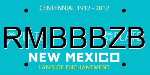 RMBBBZB New Mexico License Plate