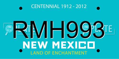 RMH993 New Mexico License Plate
