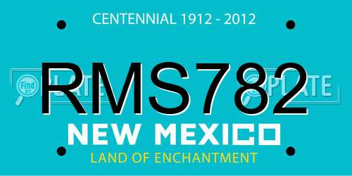 RMS782 New Mexico License Plate