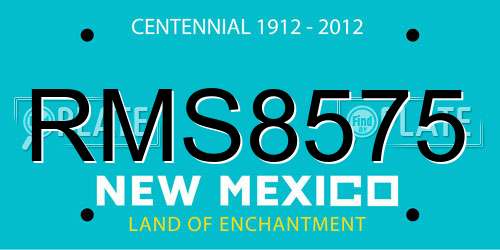 RMS8575 New Mexico License Plate