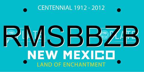 RMSBBZB New Mexico License Plate