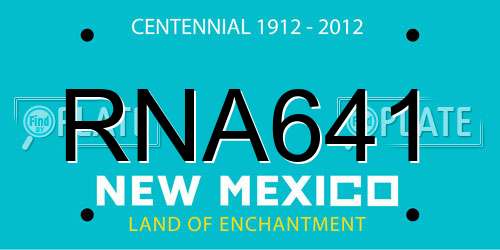RNA641 New Mexico License Plate