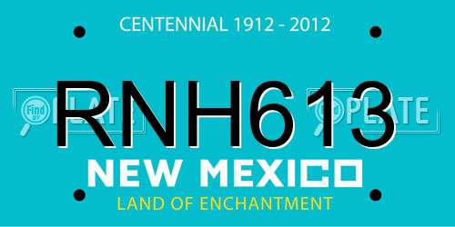 RNH613 New Mexico License Plate