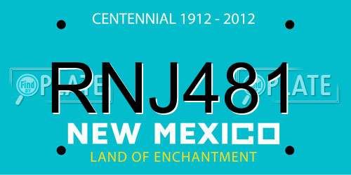 RNJ481 New Mexico License Plate