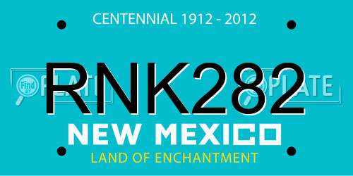 RNK282 New Mexico License Plate