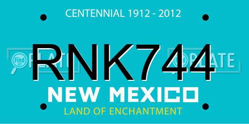 RNK744 New Mexico License Plate
