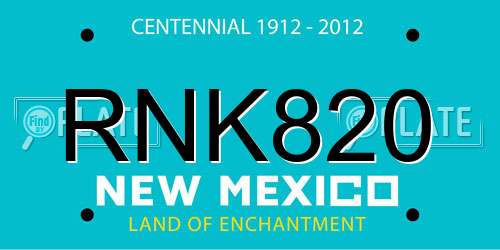 RNK820 New Mexico License Plate