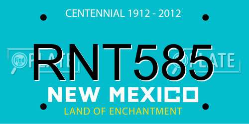 RNT585 New Mexico License Plate