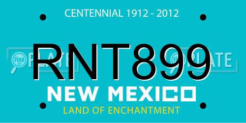 RNT899 New Mexico License Plate