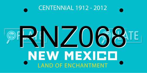 RNZ068 New Mexico License Plate