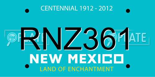 RNZ361 New Mexico License Plate