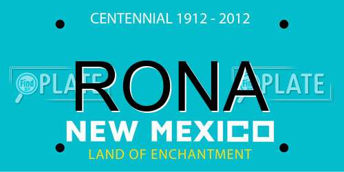 RONA New Mexico License Plate