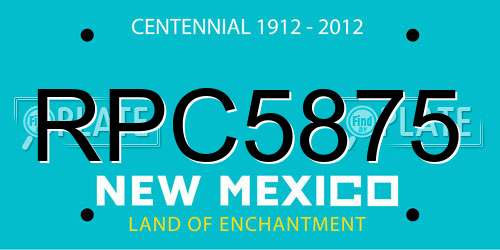 RPC5875 New Mexico License Plate
