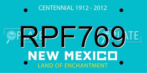 RPF769 New Mexico License Plate