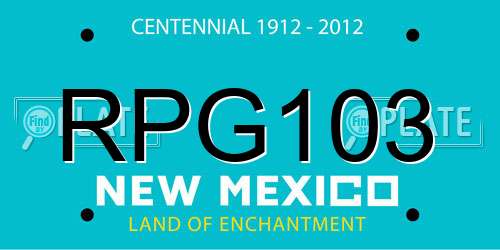 RPG103 New Mexico License Plate