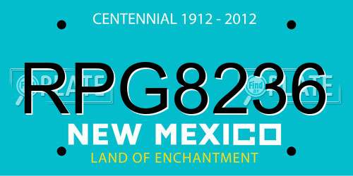 RPG8236 New Mexico License Plate