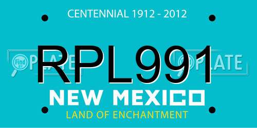 RPL991 New Mexico License Plate