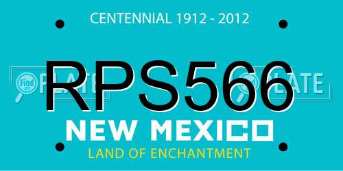 RPS566 New Mexico License Plate