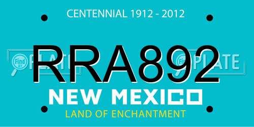 RRA892 New Mexico License Plate